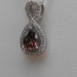 Sterling Silver Pear Shaped Rhodolite CZ Pendant and Chain