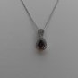 Sterling Silver Pear Shaped Rhodolite CZ Pendant and Chain