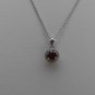 Sterling Silver Circle Dark Garnet CZ and Chain