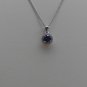 Sterling Silver Circle Sapphire Blue CZ Pendant and Chain