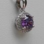 Sterling Silver Circle Amethyst CZ Pendant and Chain