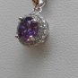 Sterling Silver Circle Amethyst CZ Pendant and Chain