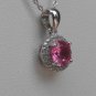 Sterling Silver Circle Red Corundum CZ Pendant and Chain
