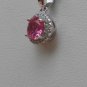 Sterling Silver Circle Red Corundum CZ Pendant and Chain