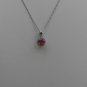 Sterling Silver Circle Red Corundum CZ Pendant and Chain