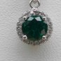 Sterling Silver Circle Nano Green CZ Pendant and Chain