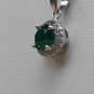 Sterling Silver Circle Nano Green CZ Pendant and Chain