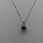 Sterling Silver Circle Nano Green CZ Pendant and Chain