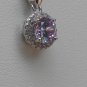 Sterling Silver Circle Lavender CZ Pendant and Chain