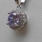 Sterling Silver Circle Lavender CZ Pendant and Chain