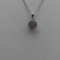 Sterling Silver Circle Lavender CZ Pendant and Chain