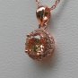 Sterling Silver Circle Light Champagne CZ Pendant and Chain