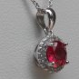 Sterling Silver Circle Corundum CZ Pendant and Chain
