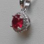 Sterling Silver Circle Corundum CZ Pendant and Chain