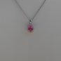 Sterling Silver Oval Red Corundum CZ Pendant and Chain
