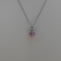 Sterling Silver Oval Pink CZ Pendant and Chain