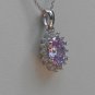 Sterling Silver Oval Lavender CZ Pendant and Chain