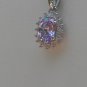 Sterling Silver Oval Lavender CZ Pendant and Chain