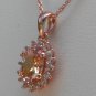 Sterling Silver Oval Light Champagne CZ Pendant and Chain