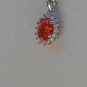 Sterling Silver Oval Light Orange CZ Pendant and Chain