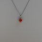 Sterling Silver Oval Light Orange CZ Pendant and Chain