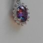 Sterling Silver Oval Amethyst CZ Pendant and Chain