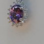 Sterling Silver Oval Amethyst CZ Pendant and Chain