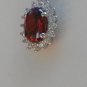 Sterling Silver Oval Dark Garnet CZ Pendant and Chain