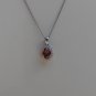 Sterling Silver Oval Dark Garnet CZ Pendant and Chain