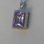 Sterling Silver Large Square Lavender CZ Pendant and Chain