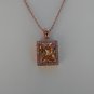 Sterling Silver Large Square Light Champagne CZ Pendant and Chain