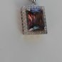 Sterling Silver Large Square Rhodolite CZ Pendant and Chain
