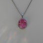 Sterling Silver Large Circle Red Corundum CZ Pendant and Chain