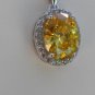 Sterling Silver Large Circle Yellow CZ Pendant and Chain