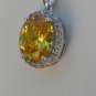Sterling Silver Large Circle Yellow CZ Pendant and Chain