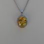 Sterling Silver Large Circle Yellow CZ Pendant and Chain