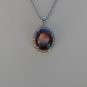 Sterling Silver Large Circle Dark Garnet CZ Pendant and Chain