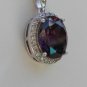 Sterling Silver Large Circle Amethyst CZ Pendant and Chain