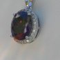 Sterling Silver Large Circle Amethyst CZ Pendant and Chain