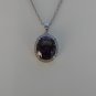 Sterling Silver Large Circle Amethyst CZ Pendant and Chain