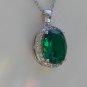 Sterling Silver Large Circle Nano Green CZ Pendant and Chain