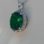 Sterling Silver Large Circle Nano Green CZ Pendant and Chain