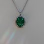 Sterling Silver Large Circle Nano Green CZ Pendant and Chain