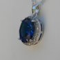 Sterling Silver Large Circle Tanzanite CZ Pendant and Chain