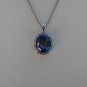 Sterling Silver Large Circle Tanzanite CZ Pendant and Chain