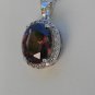 Sterling Silver Large Circle Rhodolite CZ Pendant and Chain