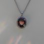 Sterling Silver Large Circle Rhodolite CZ Pendant and Chain
