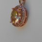 Sterling Silver Large Circle Light Champagne CZ Pendant and Chain