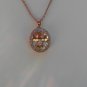 Sterling Silver Large Circle Light Champagne CZ Pendant and Chain