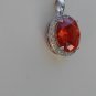 Sterling Silver Large Circle Light Orange CZ Pendant and Chain